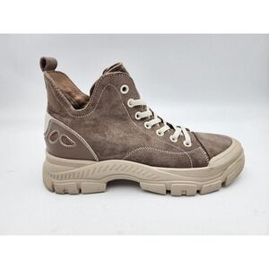 Beau Today Suede Leather Round Toe Lace-Free High Top Retro Flat Size 8
